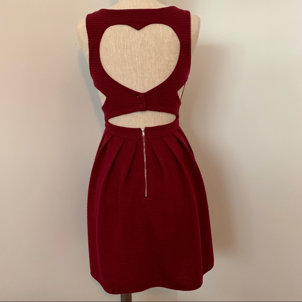 Windsor heart back cut out burgundy mini dress